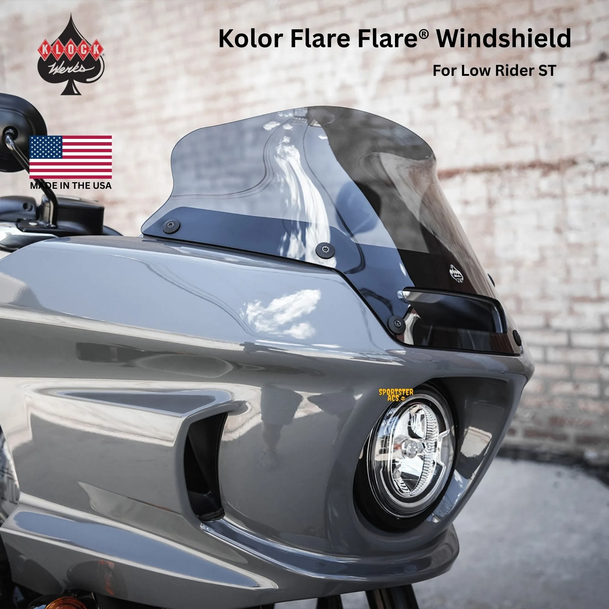 Klock Werks Flare™ Windshield ชิวหน้าแต่งสำหรับ Harley-Davidson Low Rider ST FXLRST